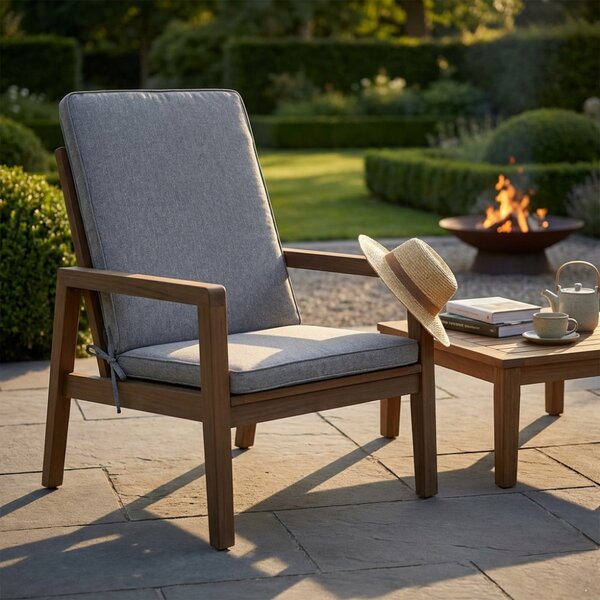 VivaGarden Cuscino Rettangolare Grigio Chiaro Melange in Poliuretano Espanso e Poliestere 90x40x4 cm - CU805842