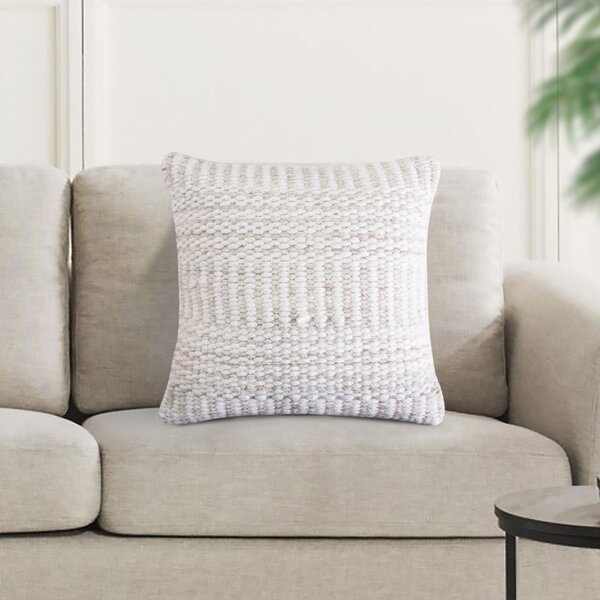VivaGarden Cuscino Romo Ecr e Bianco Quadrato 45x45x7 cm in Cotone e Lana