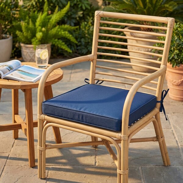 VivaGarden Cuscino Seduta Blu Scuro Quadrato 40x40 cm Idrorepellente e Sfoderabile in Poliuretano Espanso