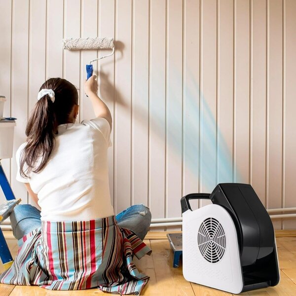 Costway Deumidificatore commerciale 118L e mover d'aria utilitario, Deumidificatore per impieghi gravosi e ventilatore da pavimento portatile Bianco