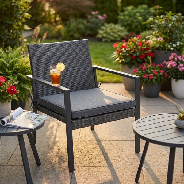 VivaGarden Cuscino Seduta Large Rettangolare Grigio Chiaro Melange sfoderabile e idrorepellente 50x45x4 cm - CU805844