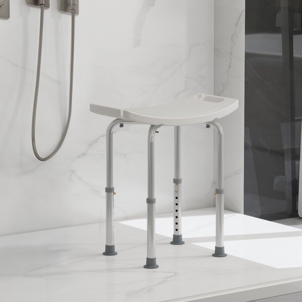 HOMCOM Sgabello Sedile Sedia per Doccia Bagno, Antiscivolo, Altezza Regolabile|Aosom