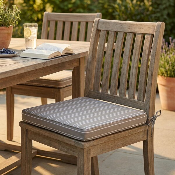 VivaGarden Cuscino seduta Quadrato sfoderabile e idrorepellente 40x40 cm righe Tortora - CU805795