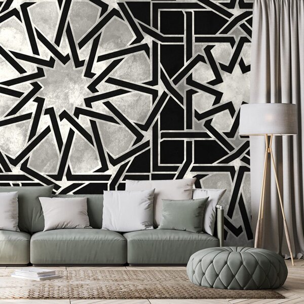 Carta da parati – Mosaico Orientale in Bianco e Nero