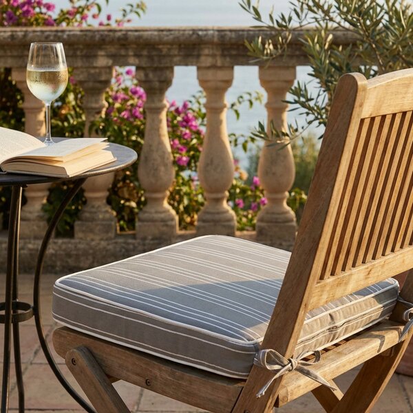 VivaGarden Cuscino Seduta Large Righe Tortora Sfoderabile e Idrorepellente 50x45x4 cm