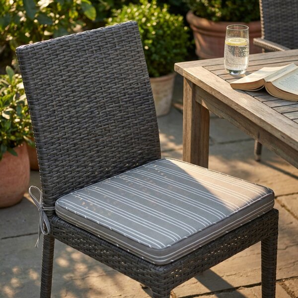 VivaGarden Cuscino seduta Quadrato sfoderabile e idrorepellente 40x40 cm righe Tortora - CU805795