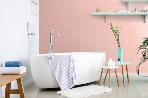 Carta da parati – Con motivo vegetale in versione rosa