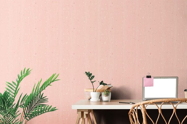 Carta da parati – Con motivo vegetale in versione rosa