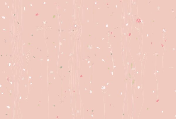 Carta da parati – Con motivo vegetale in versione rosa