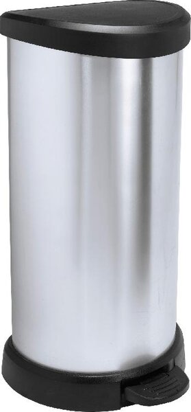 Curver Deco Bins Pattumiera a Pedale Rotonda 40 Litri Nero e Argento - 02150-582-00