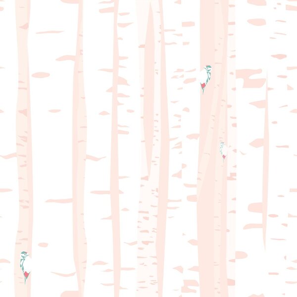 Carta da parati – Alberi di betulla rosa