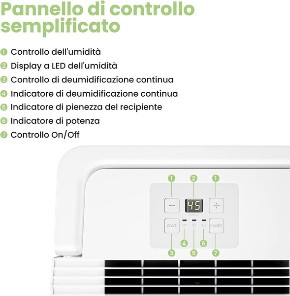 Niklas Deumidificatore Portatile 20 Litri in 24 Ore Capacit Tanica 5.5 Litri - TouchDry