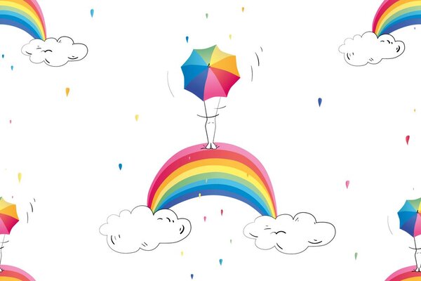 Carta da parati – Ombrelli arcobaleno