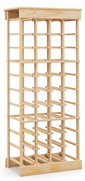 Costway Portabottiglie in legno da 40 bottiglie Scaffale per bottiglie di vino 47x28x113cm Naturale