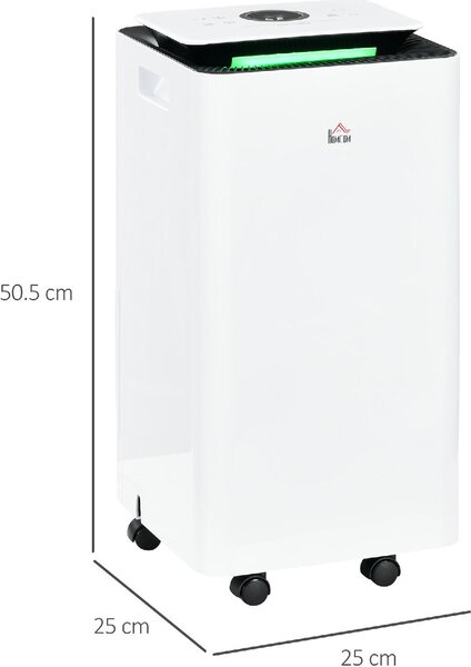 DecHome Deumidificatore Portatile da 10L con 5 Modalit 2 Velocit Timer 24h e Ruote 25x25x50.5cm colore Bianco - 950WTS431