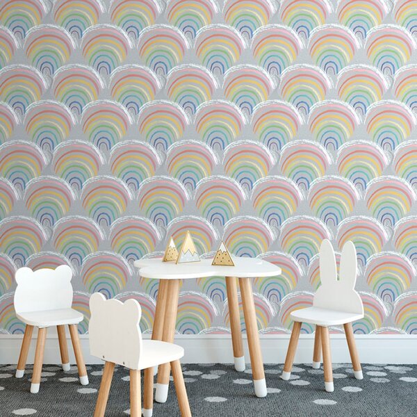 Carta da parati – Casette arcobaleno allegre