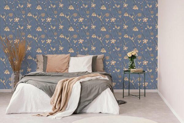 Carta da parati – Fiori di campo in versione blu