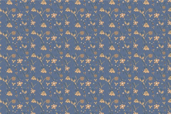 Carta da parati – Fiori di campo in versione blu