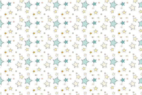Carta da parati – Stelline spaziali con sfondo bianco