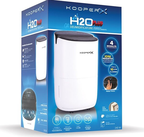 Kooper Deumidificatore Portatile per la casa muffa 10 Litri in 24 Ore Tanica 3,3 Litri - 3320959