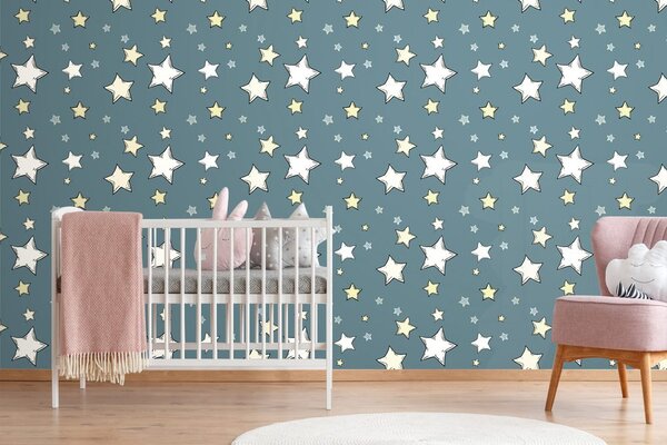 Carta da parati – Stelline spaziali con sfondo blu