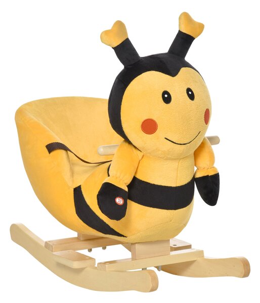 HomCom Cavallo a Dondolo in Legno per Bambini Ape Giochi Educativi 60x33x45cm Colori Giallo e Nero per Sviluppo Motorio|Aosom