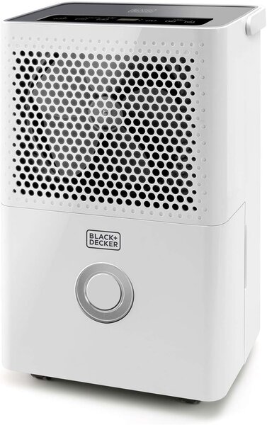 Black & Decker Deumidificatore Portatile per la casa muffa 12 Litri in 24 Ore Capacit Tanica 1.8 Litri con 2 velocit e Timer - BXDH12E