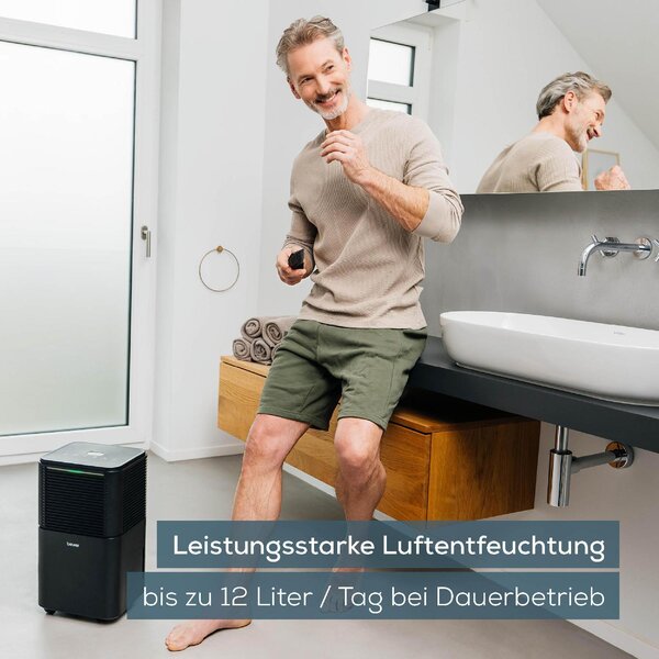 Beurer Deumidificatore Portatile per la casa muffa 12 Litri in 24 Ore Tanica 2 Litri con Timer colore Nero - LE 150