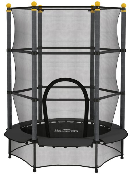 HOMCOM Tappeto Elastico per Bambini con Rete di Sicurezza e Pali Imbottiti Età 3-10 Anni, Ø140 x 190 cm, Nero