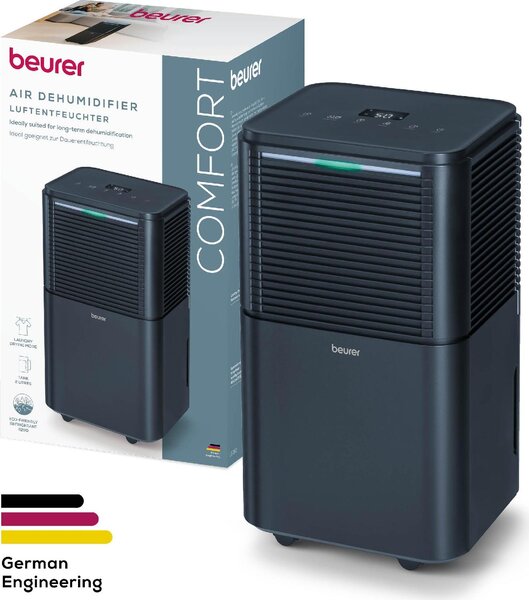 Beurer Deumidificatore Portatile per la casa muffa 12 Litri in 24 Ore Tanica 2 Litri con Timer colore Nero - LE 150