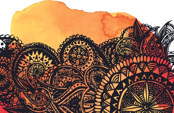 Carta da parati – Mandala acquerello arancione