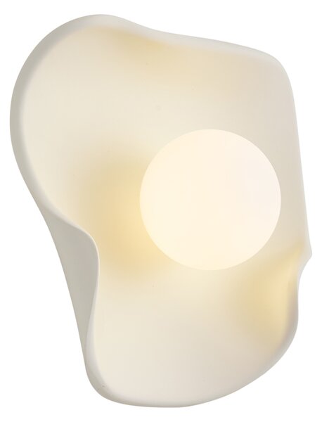 Lampada da parete Japandi crema con vetro bianco - Parel