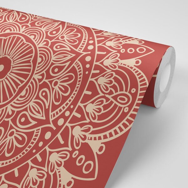 Carta da parati – Mandala su sfondo bordeaux