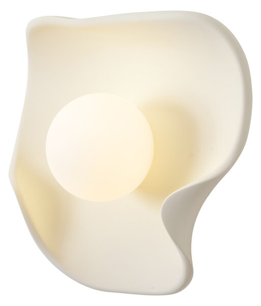 Lampada da parete Japandi crema con vetro bianco - Parel