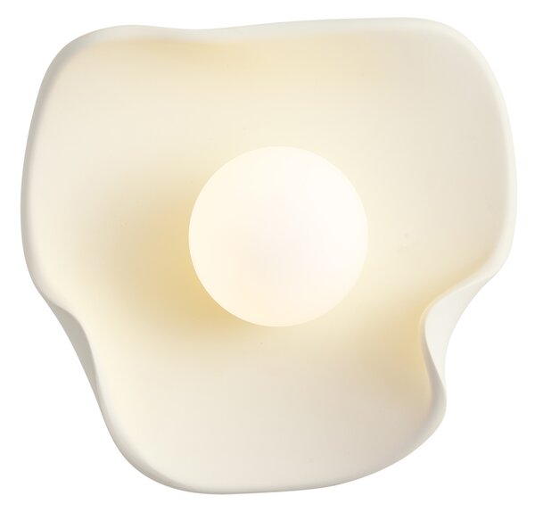 Lampada da parete Japandi crema con vetro bianco - Parel
