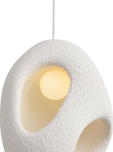 Lampada a sospensione Japandi bianca con paralumi organici 3 luci - Moonstone
