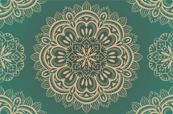 Carta da parati – Mandala su sfondo turchese