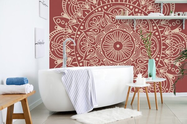 Carta da parati – Mandala su sfondo bordeaux