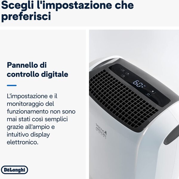 De Longhi Deumidificatore Portatile per la casa muffa 20 Litri in 24 Ore Capacit Tanica 5 Litri Silenziosit 44 dB colore Bianco - DDSX220