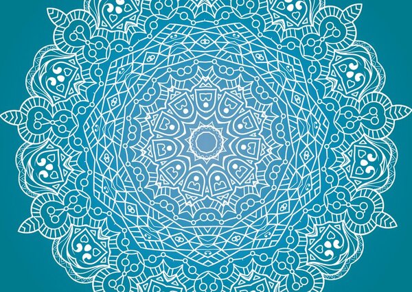 Carta da parati – Mandala meditativa su sfondo blu