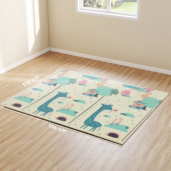 AIYAPLAY Tappeto per Bambini 0-6 Anni a Tema Animali con Superficie Impermeabile in XPE Multicolore, 196x176x1.5 cm | Aosom Italy