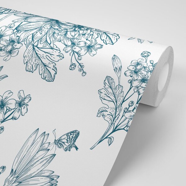Carta da parati – Bouquet di fiori disegnato