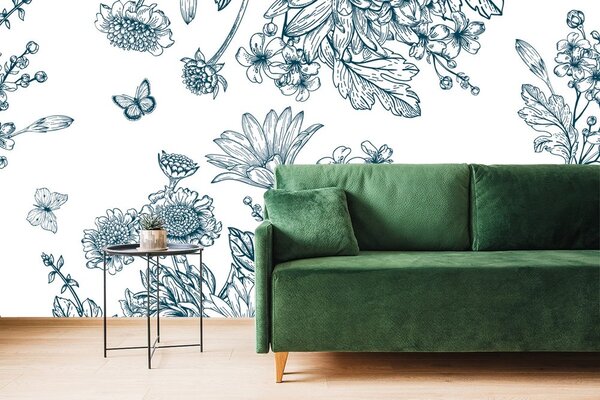 Carta da parati – Bouquet di fiori disegnato