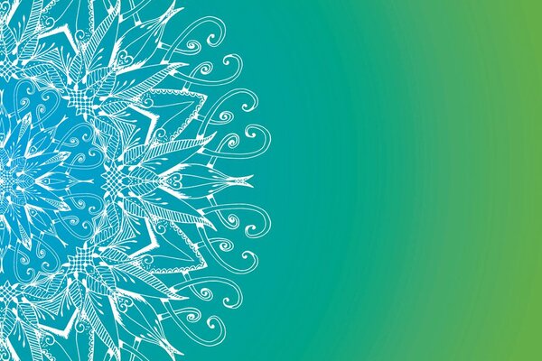 Carta da parati – Mandala bianca su sfondo verde-blu