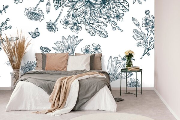 Carta da parati – Bouquet di fiori disegnato