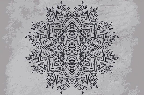 Carta da parati – Mandala con tocco antico in bianco e nero