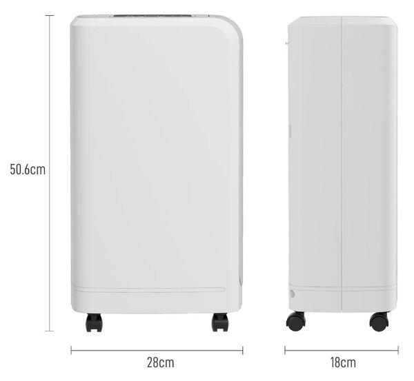 DecHome Deumidificatore Portatile Touch da 12L con Tubo di Scarico Timer e Filtro in ABS 28x18x50.6 cm colore Bianco - 980WTS432