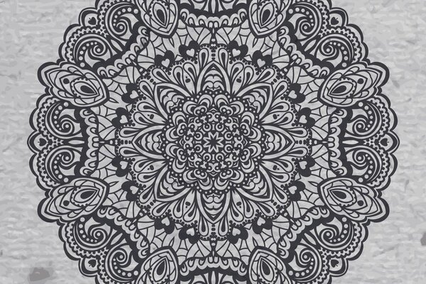 Carta da parati – Mandala floreale in bianco e nero