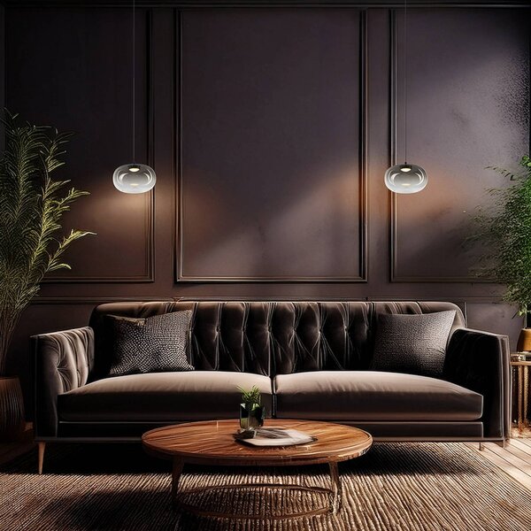 Lampada a sospensione Vaso Milagro Lighting, Alluminio / Grigio / Zincato, Soggiorno / Sala da pranzo, Vetro, Moderno, Lampada a sospensione