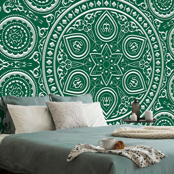 Carta da parati – Mandala etnica delicata in verde